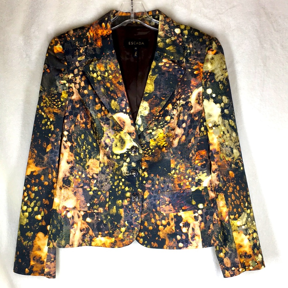 Escada 40 Abstract Blend Jacket Blazer Multicolor